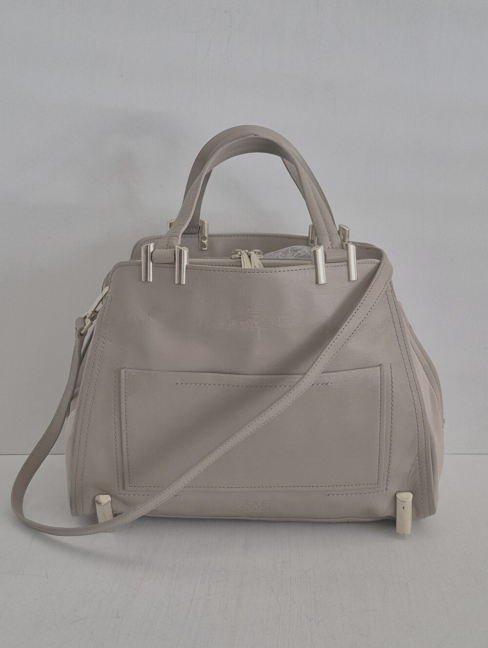 Zac Posen Daphne Taupe Structured Satchel with Detachable Shoulder Strap - Picture 6 of 15